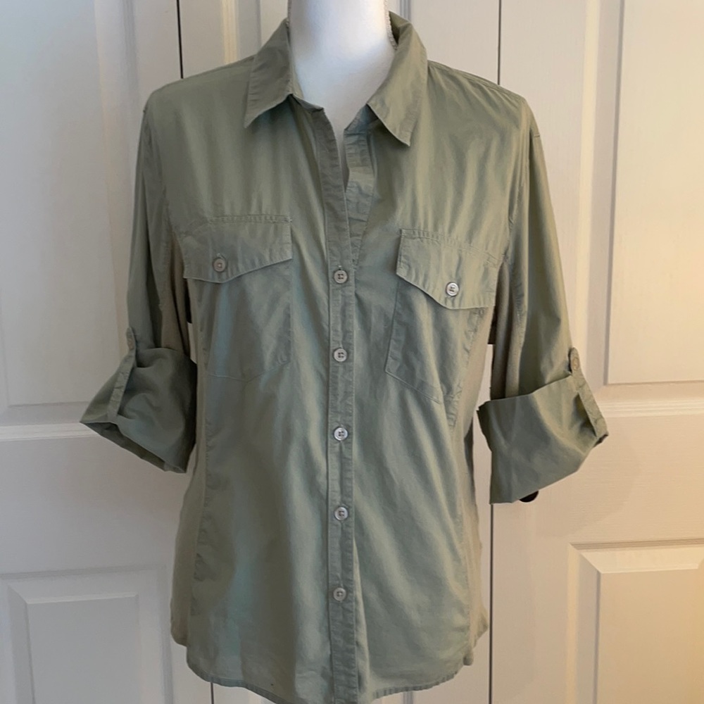 Caribbean Joe XL Women’s Olive Green Cotton Top